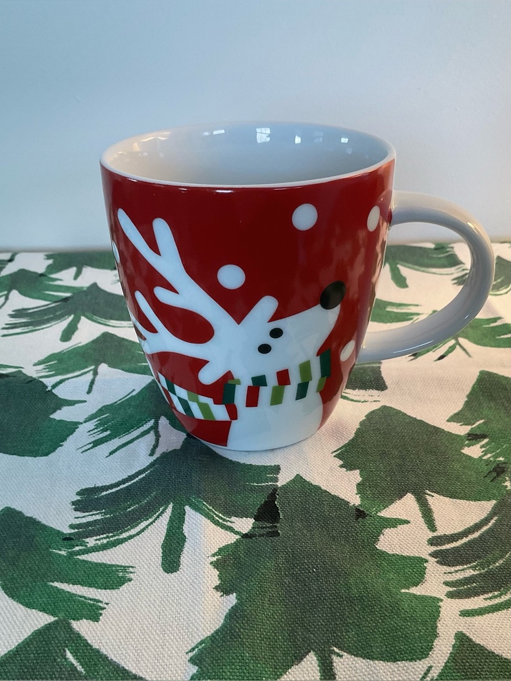 Vintage Crate&Barrel Joan Anderson Reindeer Red & White  Christmas Holiday Mug